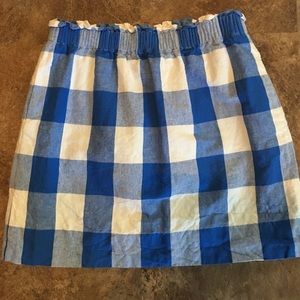 J.Crew Buffalo Check Blue/White Skirt 8